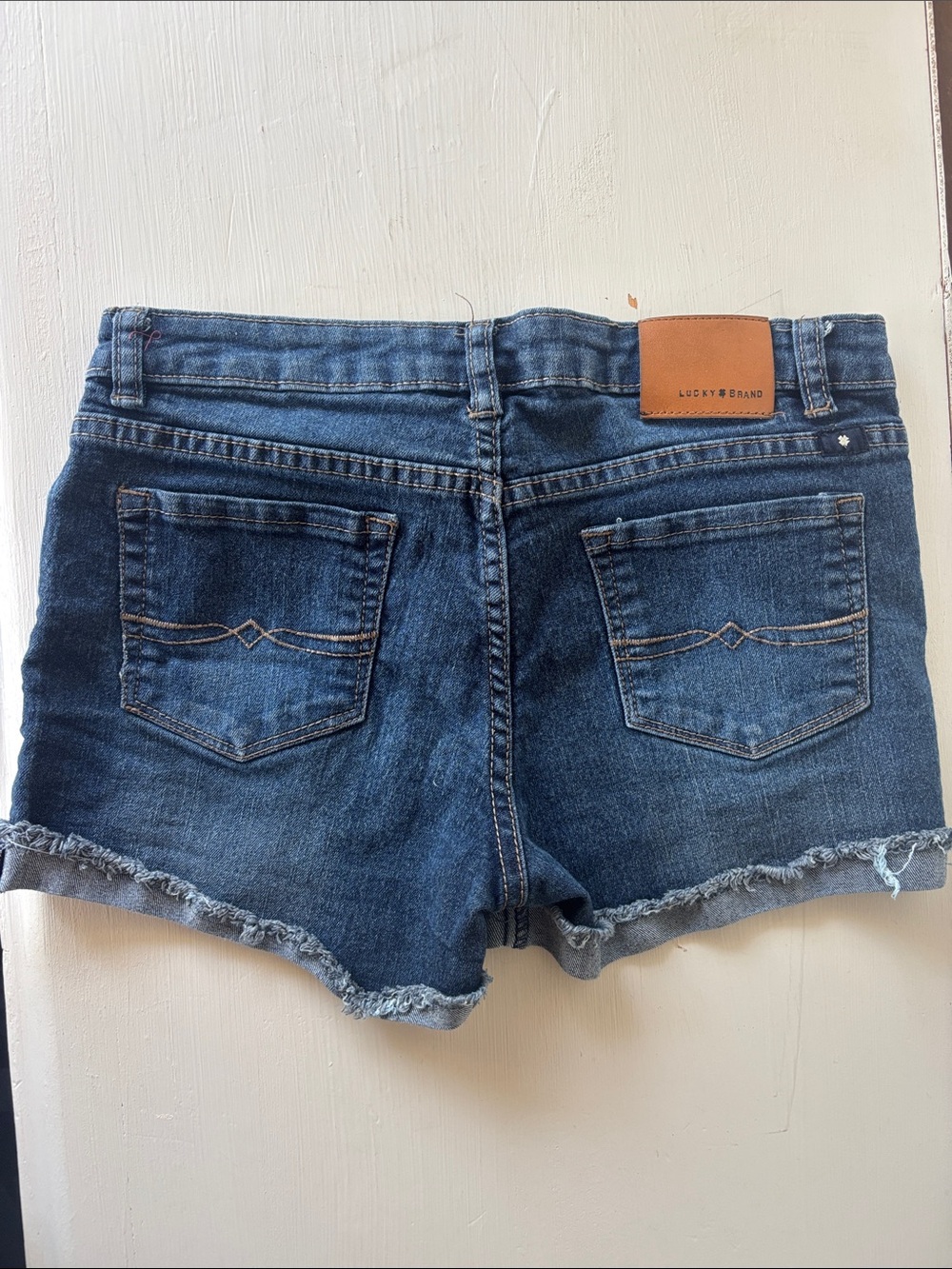 Girls Lucky Brand Indigo Denim Rolled Cuff Shorts - Picture 4 of 4